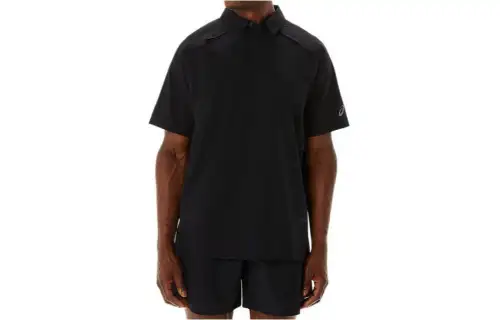 ASICS Polo Shirts Men's Black Polo Collar Moderate Straight Fit