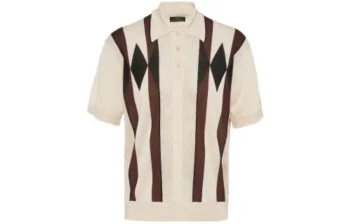PRADA Argyle knit Cashmere Polo Top