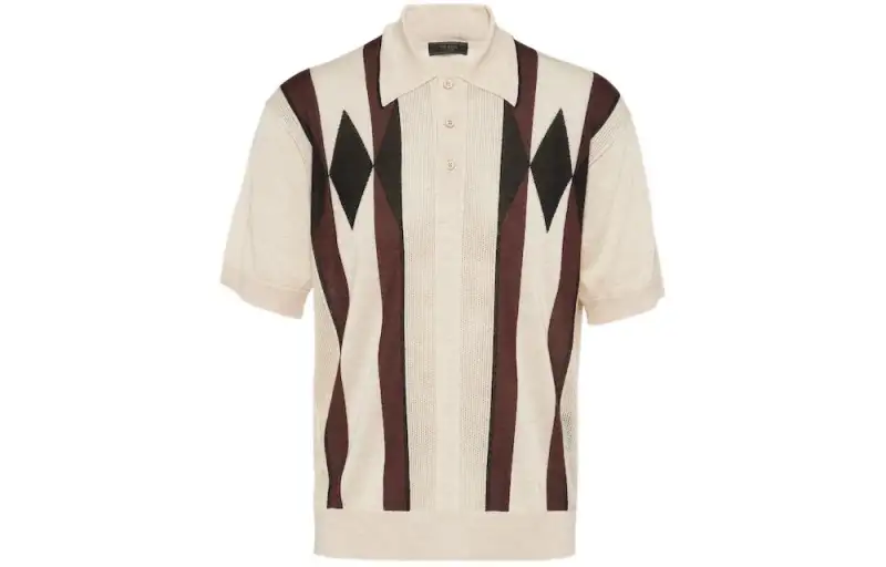 PRADA Argyle knit Cashmere Polo Top