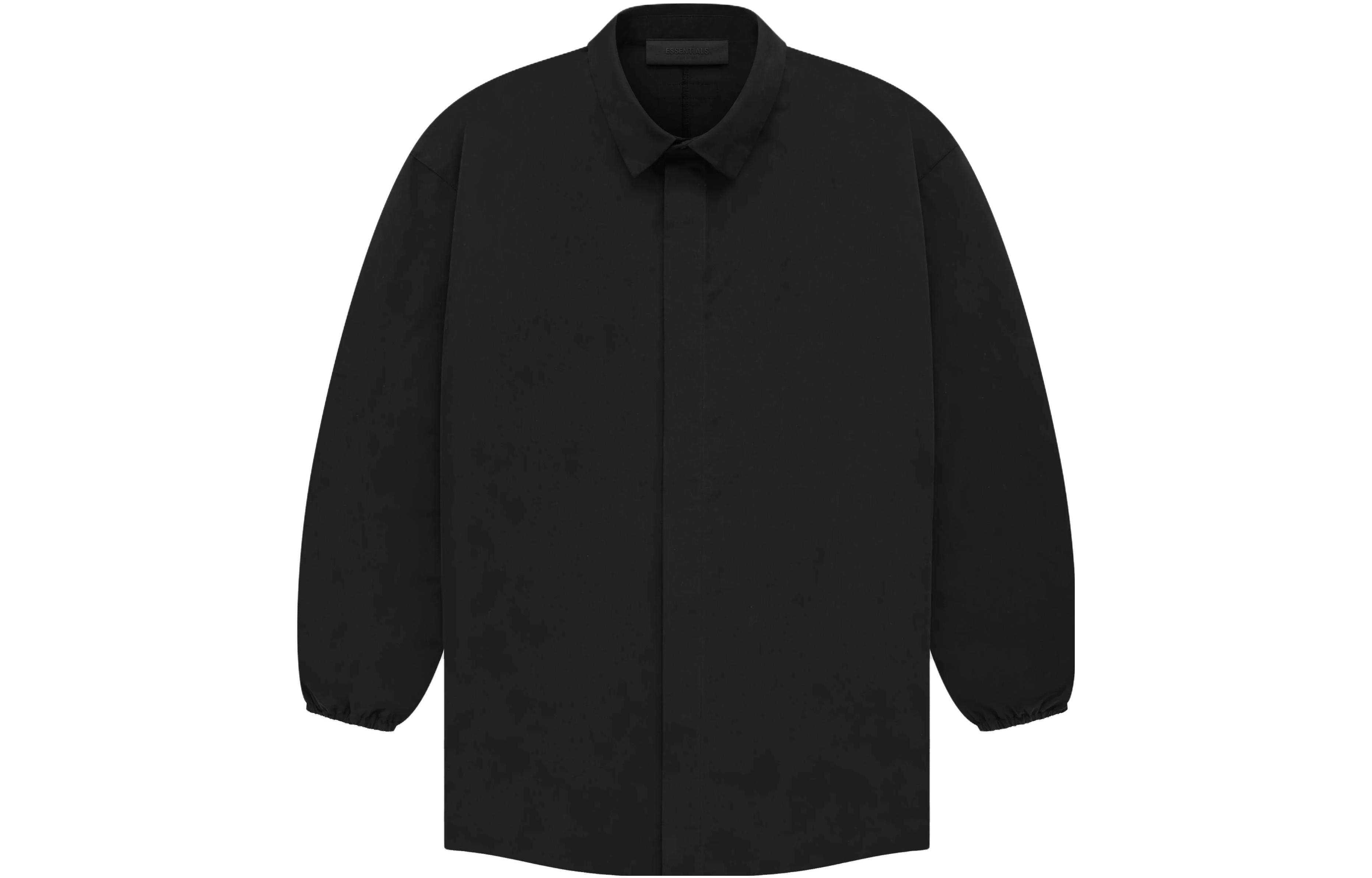 Fear of God Essentials The Black Collection Button Down Shirt Jet Black Letter Logo Hidden Button Design Long Sleeve American Heavy Shirt Men's Xuanqing Black