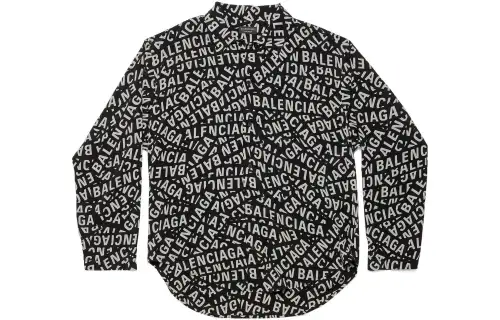 Balenciaga All Over Logo Printed Buttoned Shirt