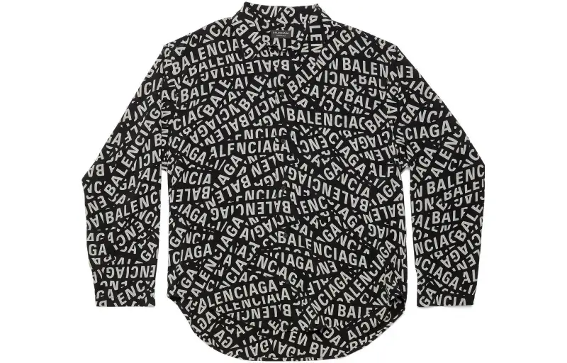 Balenciaga All Over Logo Printed Buttoned Shirt