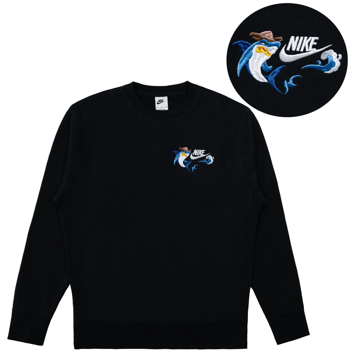 Nike Sweatshirts Unisex Black Crew Neck Moderate