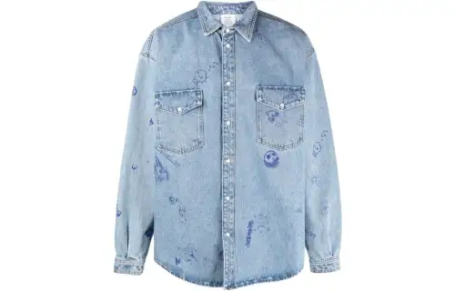Vetements Shirts Men's Blue Lapel Moderate Denim