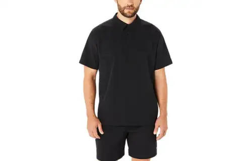 ASICS Polo Shirts Men's Black Polo Collar Moderate Straight Fit