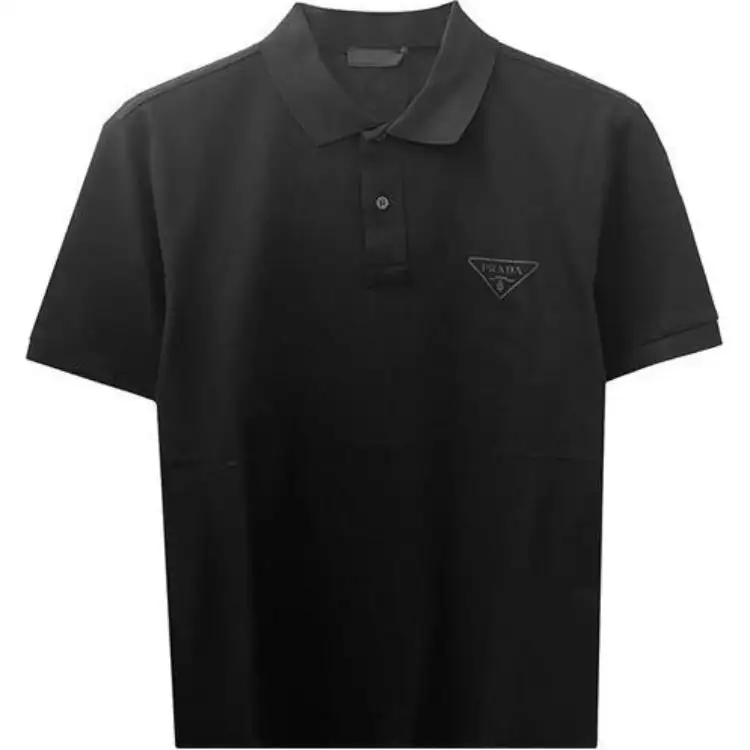 PRADA Polo Shirts Men's Black Polo Collar Moderate Other