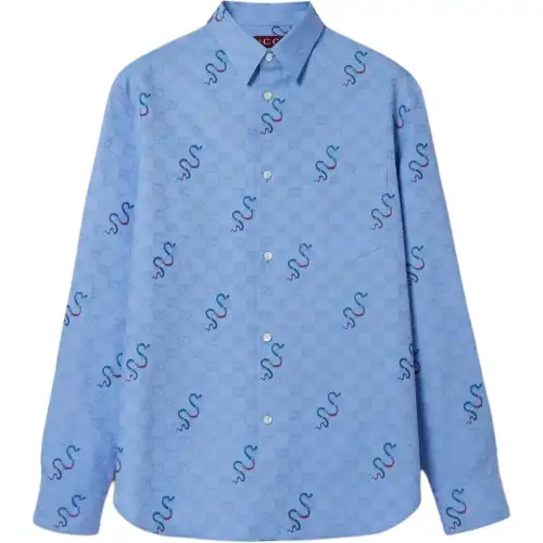 GUCCI Shirts Men's Blue Pointed Collar Moderate Other