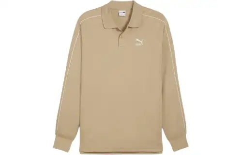 PUMA STUDIO Polo Shirts Men's Khaki Polo Collar Moderate Other