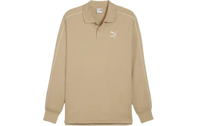 PUMA STUDIO Polo Shirts Men's Khaki Polo Collar Moderate Other