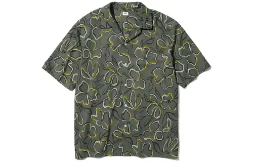 UNIQLO Shirts Men's Olive Cuban Collar Moderate Other