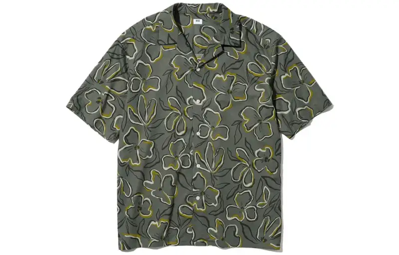 UNIQLO Shirts Men's Olive Cuban Collar Moderate Other