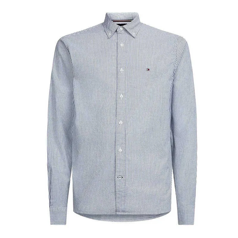 Tommy Hilfiger Shirt Men's Gray Green White Stripes