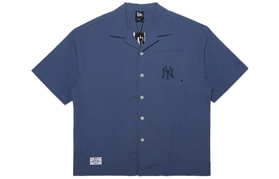 New Era Shirts Unisex Blue Cuban Collar Moderate Other