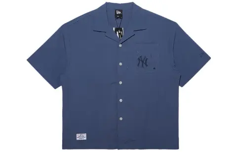 New Era Shirts Unisex Blue Cuban Collar Moderate Other