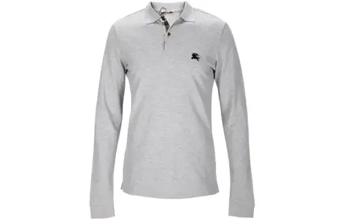 Burberry Polo Shirts Men's Gray Turndown Pointed Collar Moderate