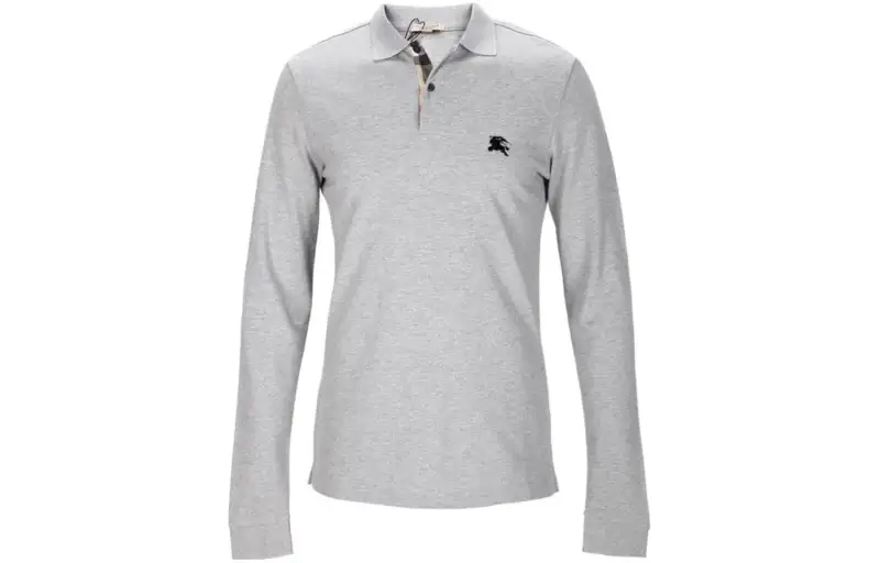 Burberry Polo Shirts Men's Gray Turndown Pointed Collar Moderate