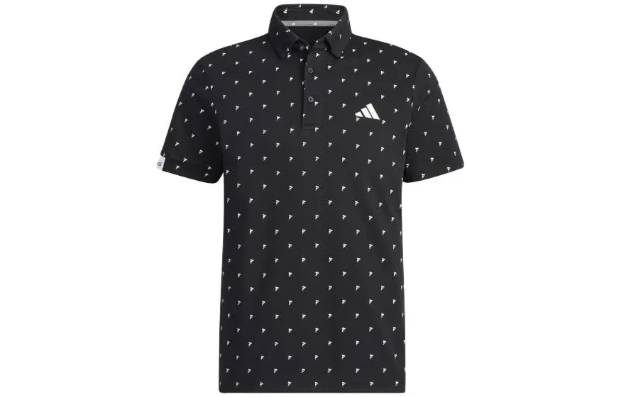 Adidas Polo Shirts Men's Black Polo Collar Moderate Straight Fit