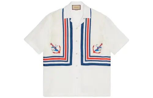 GUCCI Shirts Men's White Cuban Collar Moderate Other
