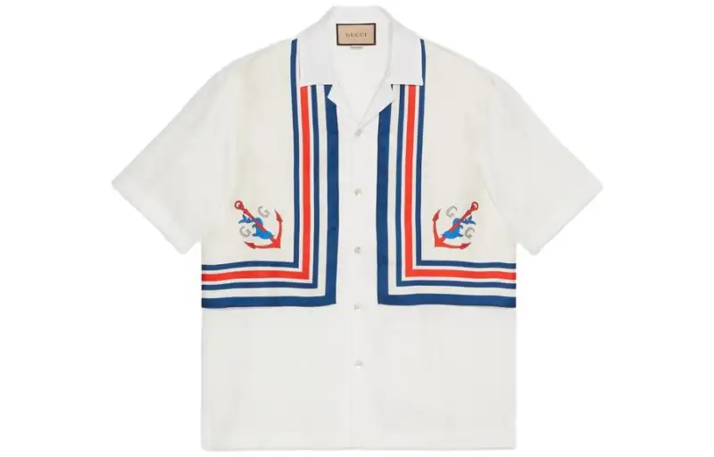 GUCCI Shirts Men's White Cuban Collar Moderate Other