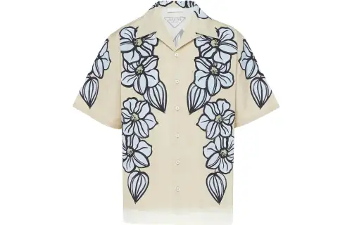 PRADA Shirts Men's Lime Gray Cuban Collar Moderate Other
