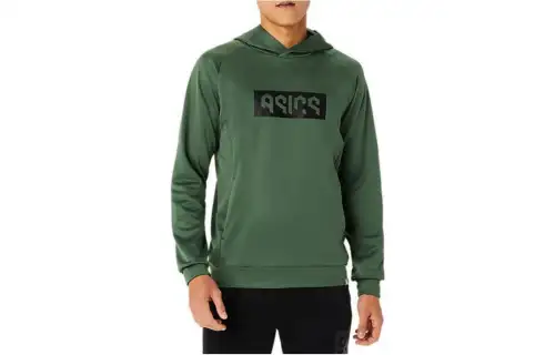 ASICS Sweatshirts Men's Snakeskin Print Green Hooded Moderate Regular