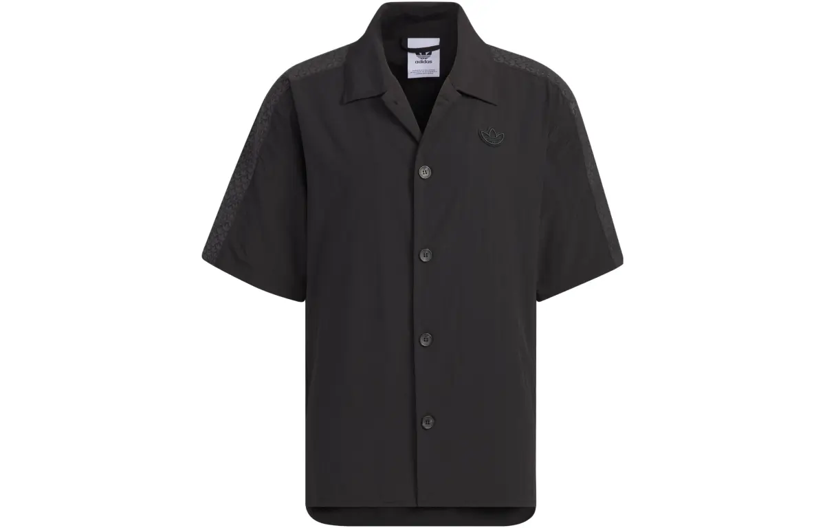 Adidas Originals Shirts Unisex Black Cuban Collar Moderate Shirt