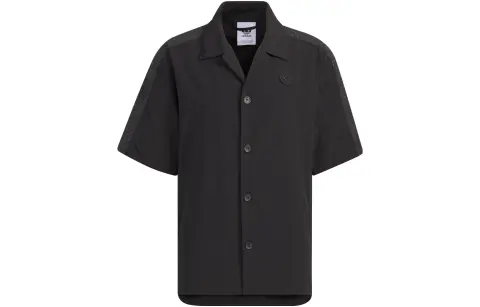 Adidas Originals Shirts Unisex Black Cuban Collar Moderate Shirt