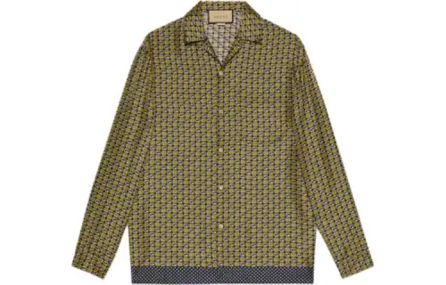 GUCCI Shirts Men's Green Cuban Collar Moderate Other