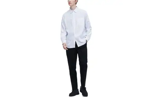 UNIQLO Shirts Unisex Aqua Blue Pointed Collar Moderate Other