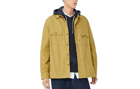 Dickies Shirts Men's Khaki Pointed Collar Moderate Workwear