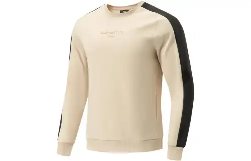 Li Ning Fitness Series Letter Print Fleece Lined Thermal Pullover Sweatshirt Men's Dusty Khaki