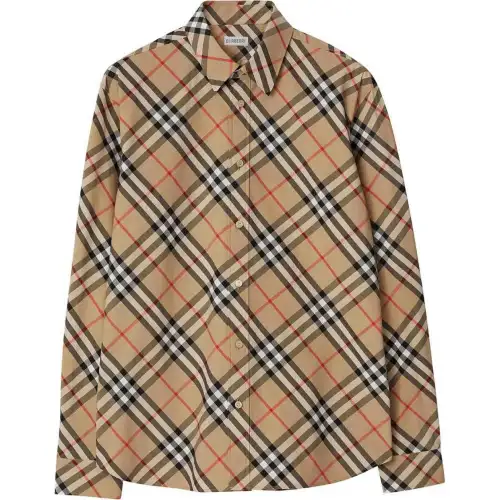 Burberry Shirts Men's Brown Pointed Collar Moderate
