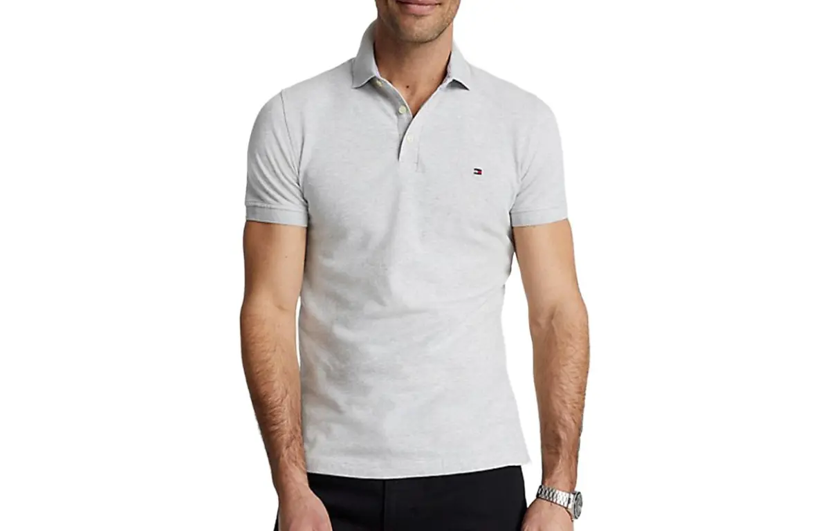 Tommy Hilfiger Polo Shirt Men's Light Gray
