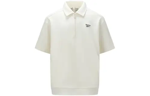 Reebok Polo Shirts Unisex Ecru Polo Collar Moderate Straight Fit