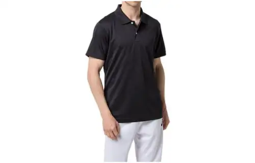 ASICS Polo Shirts Men's Black Polo Collar Moderate Straight Fit