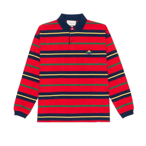 GUCCI Polo Shirts Men's Red Polo Collar Moderate Straight Fit