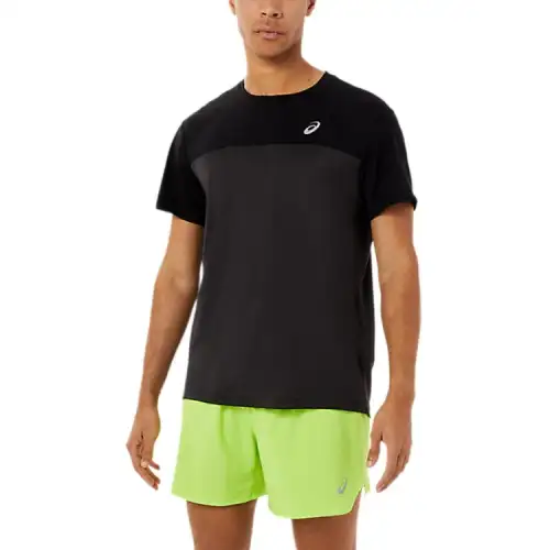 ASICS T Shirts Men's Black Crew Neck Thin Straight Fit