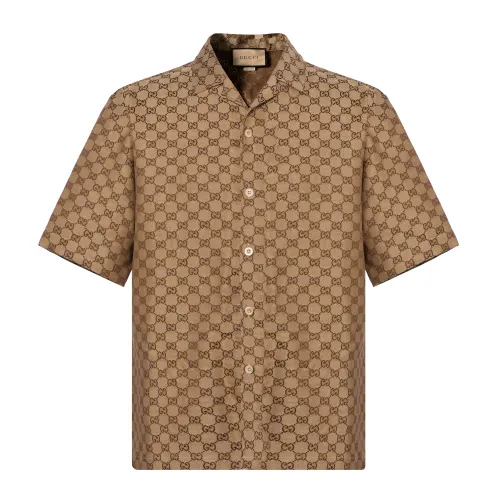Gucci Gg short-sleeved linen shirt