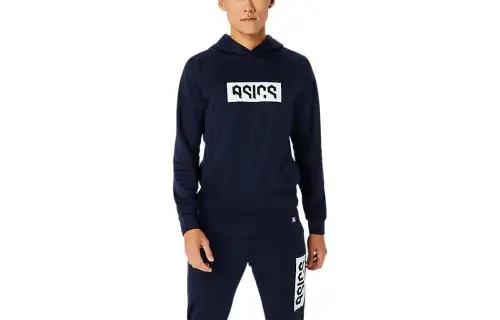 ASICS Sweatshirts Men's Navy Hooded Moderate Regular