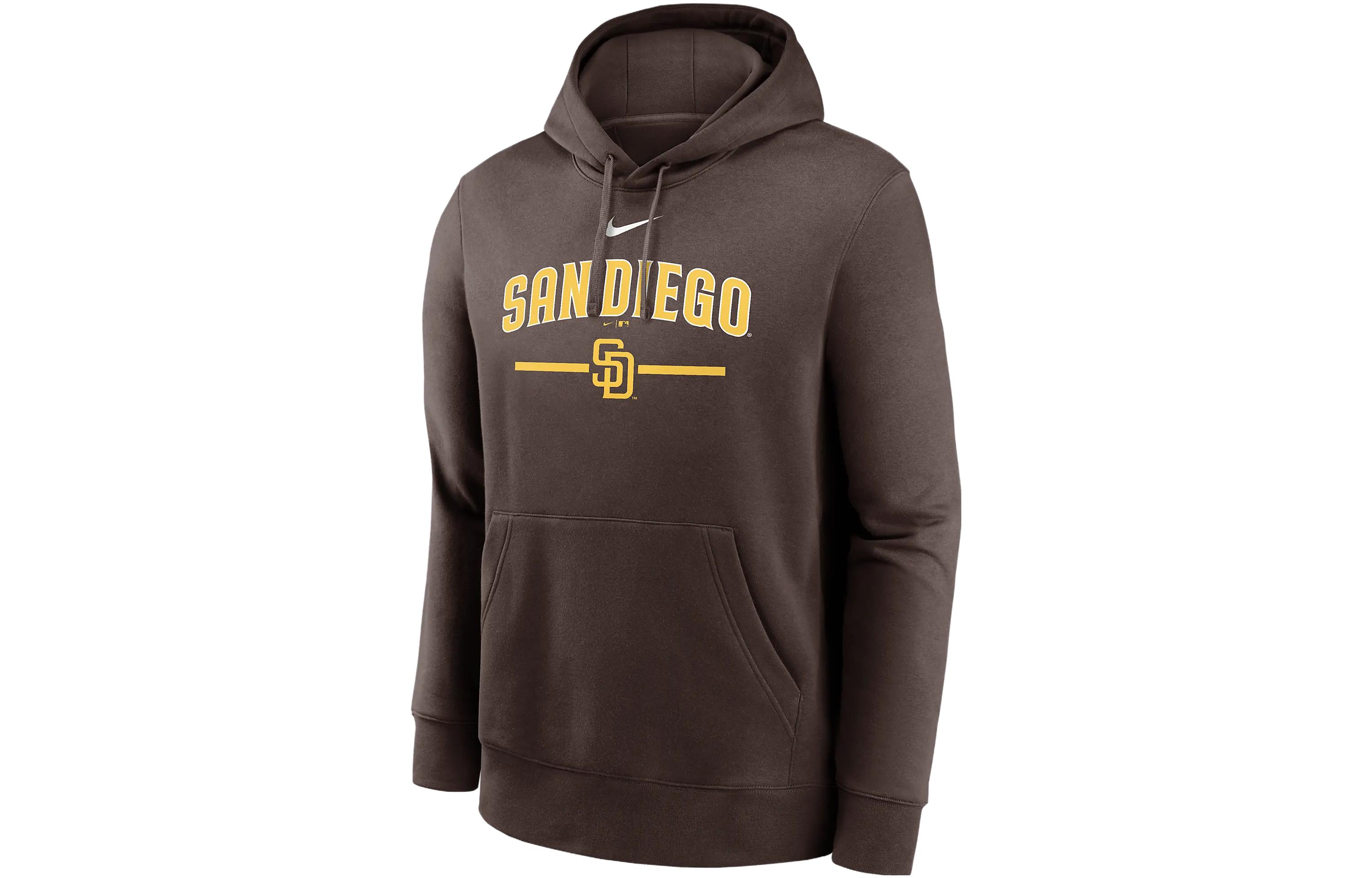 Nike X MLB joint model San Diego Padres Local Baseball Club San Diego Padres letter pattern printed long-sleeved hooded sweatshirt men's brown