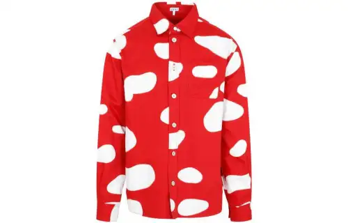 LOEWE Shirts Men's Red Lapel Moderate Other