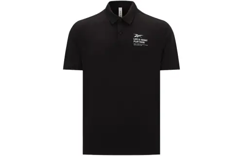 Reebok Polo Shirts Men's Black Polo Collar Moderate Straight Fit