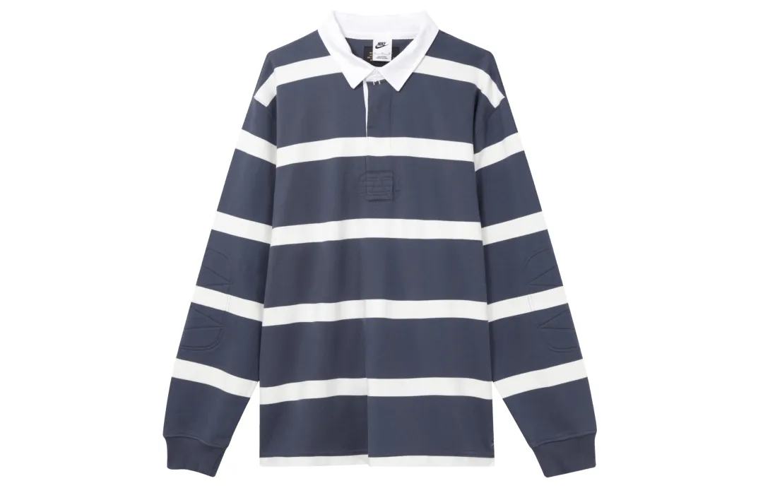 Nike Men's Life Striped Heavyweight Rugby Shirt 'Thunder Blue'