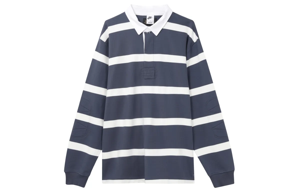 Nike Men's Life Striped Heavyweight Rugby Shirt 'Thunder Blue'