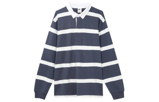 Nike Men's Life Striped Heavyweight Rugby Shirt 'Thunder Blue'