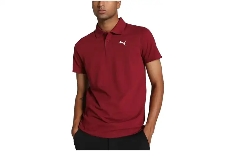 PUMA ESSENTIALS Polo Shirts Men's Dark Red Polo Collar Moderate Straight Fit