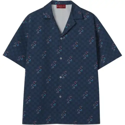 GUCCI Shirts Men's Blue Lapel Moderate