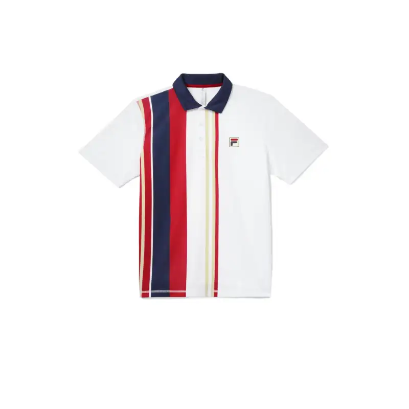 FILA Heritage Stripe Short Sleeve Polo Shirt Unisex White