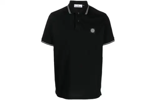 STONE ISLAND Logo-patch Short-sleeved Polo Shirt