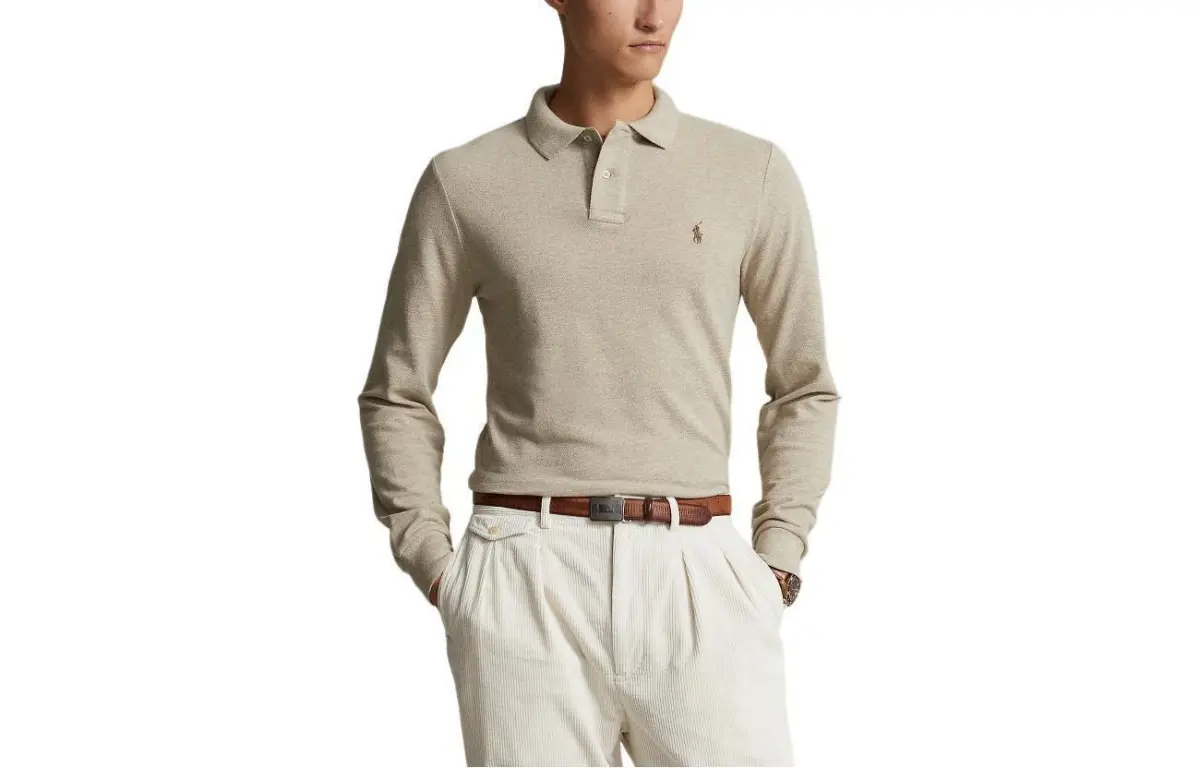 Polo Ralph Lauren Polo Shirt Men's Beige Heather Gray Sheer
